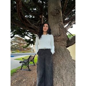 Fuzzy White Sweater Top